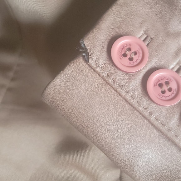 Tahari Brown Mauve Genuine Leather Puffy Sleeve Blazer Jacket Coat - Picture 12 of 12